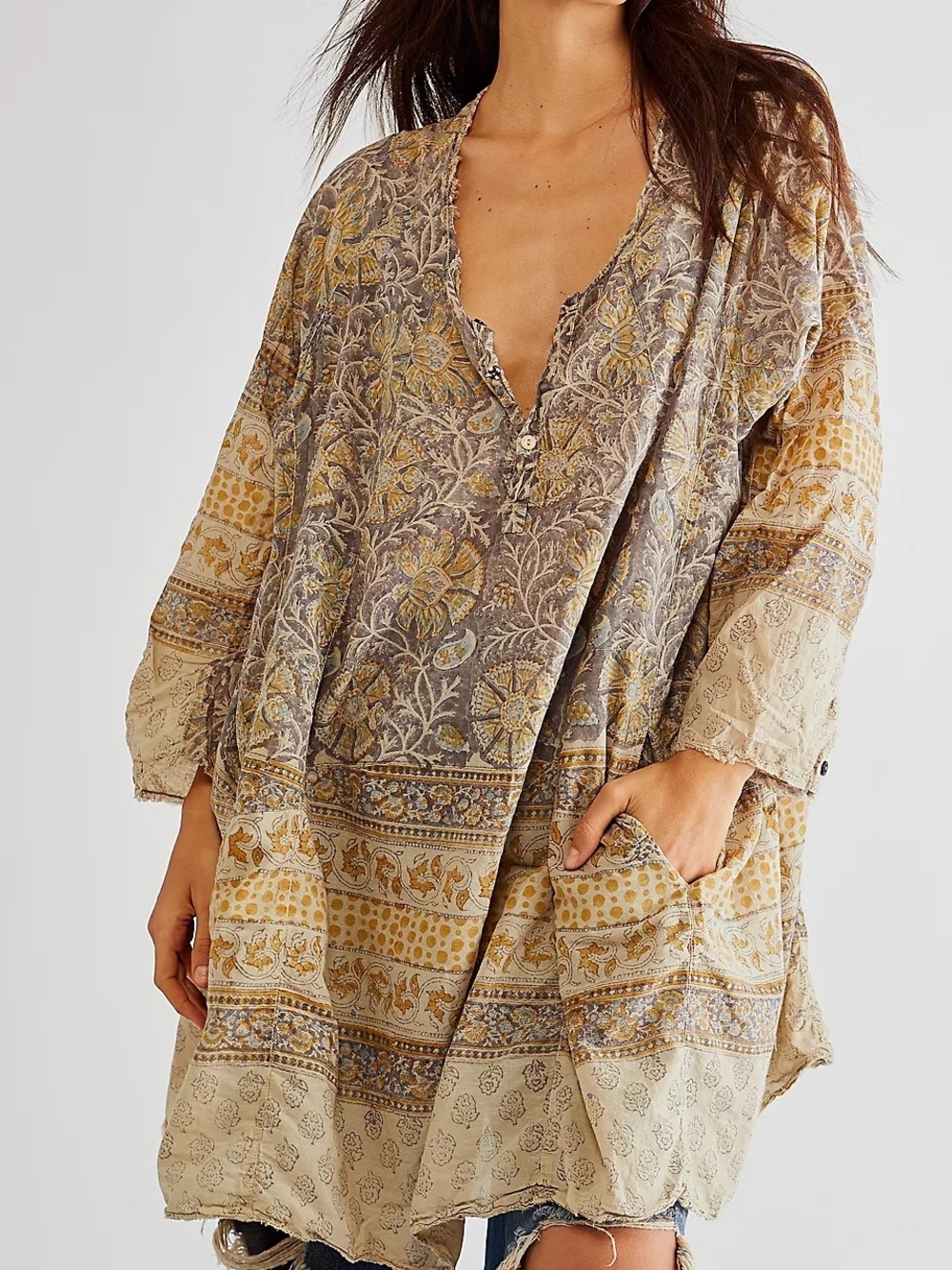 Magnolia Pearl Briar Top Free People One Size Cotton Boho Prairie Tunic
